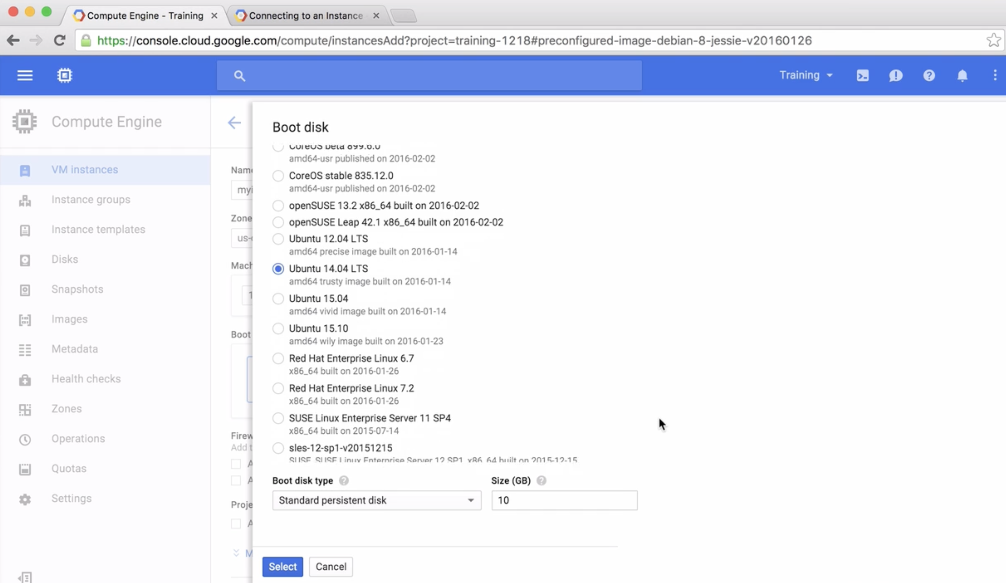 GCE Basics - Creating an instance in Google Cloud